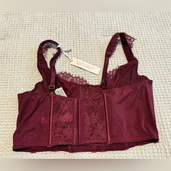 NEW Victoria's Secret Dream Angels Lace Unlined Corset Top Maroon Size Large NWT - Picture 5 of 6